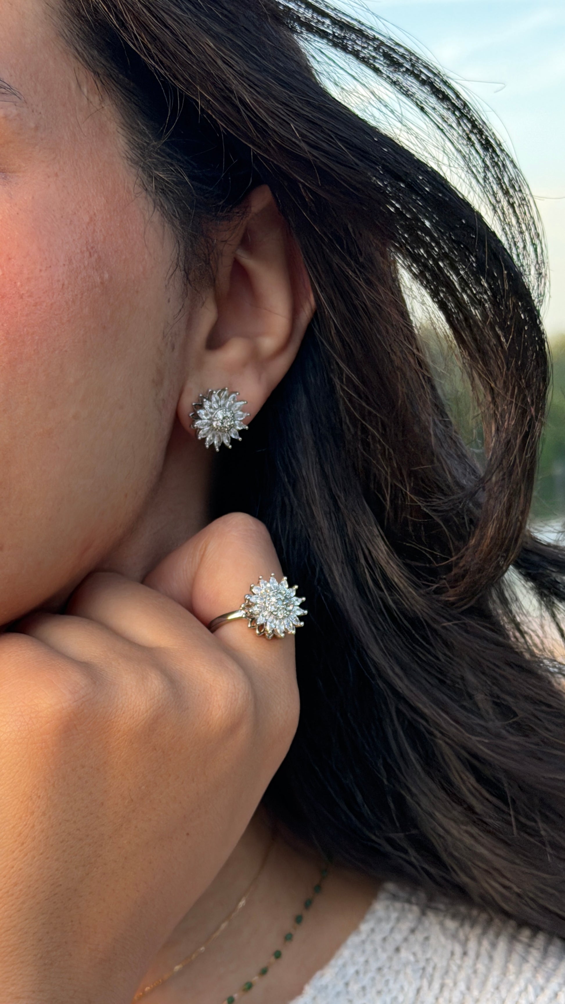 Stressy Anxiety Protea Earrings worn as emotional wellness jewelry