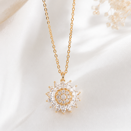Stressy protea necklace gold brass pendant with stainless steel chain
