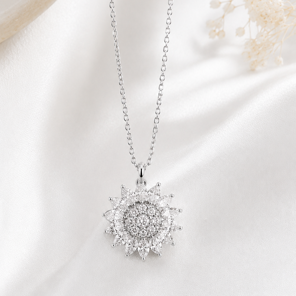 Stressy protea necklace silver brass pendant with stainless steel chain