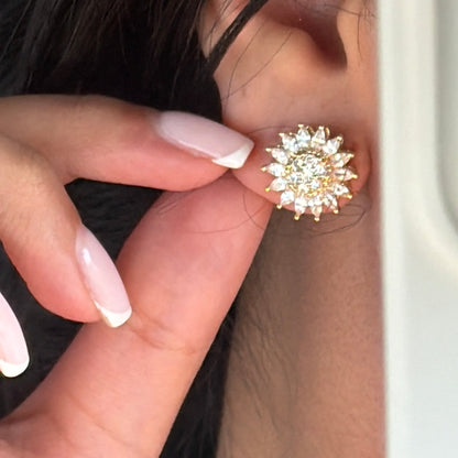Stressy protea earings brass lifestyle image.