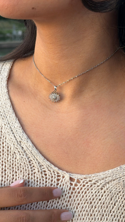 Stressy protea necklace gold brass pendant image.